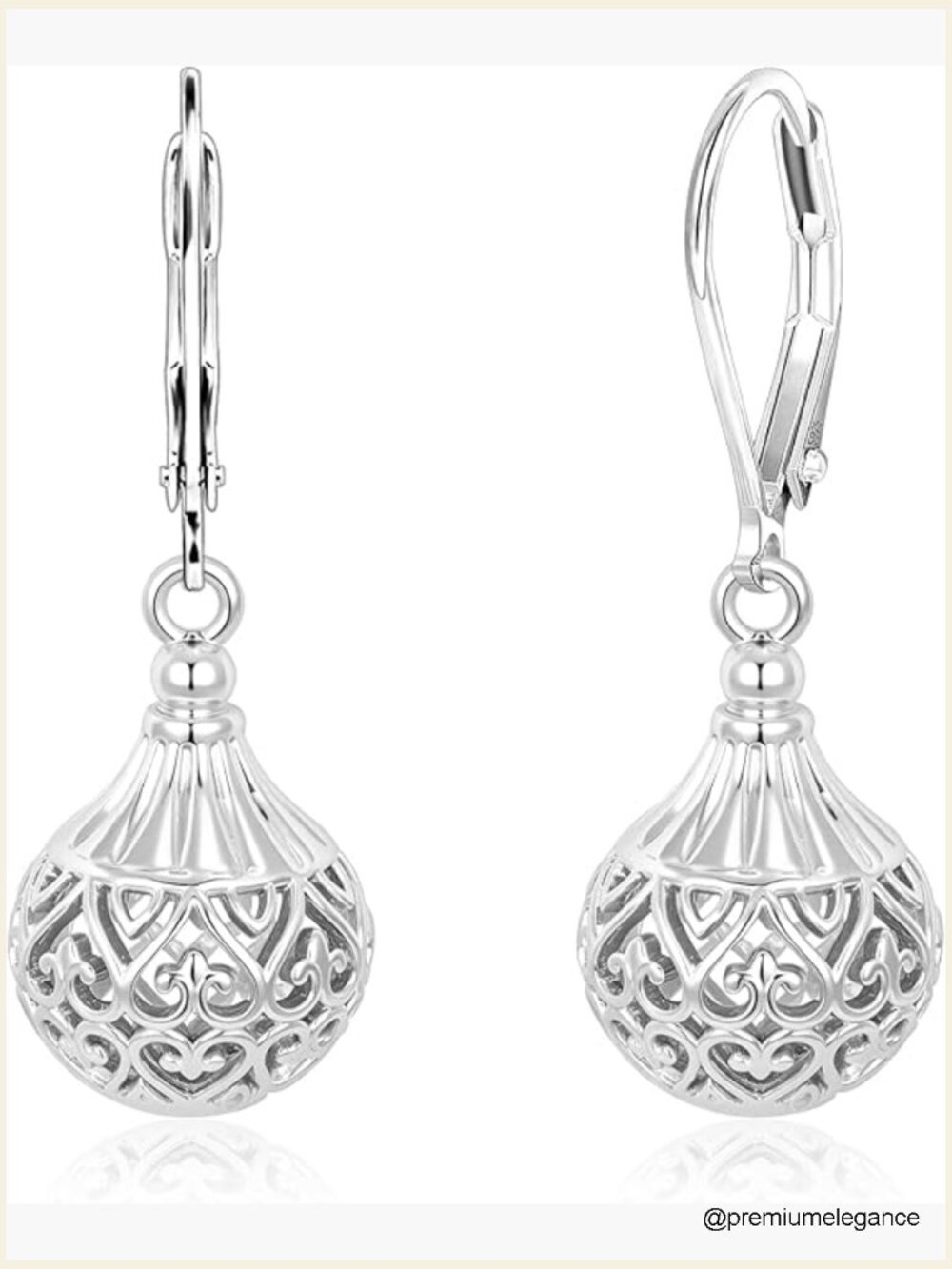 Vintage Leverback Dangle Earrings Hypoallergenic Sterling Silver Filigree Drop